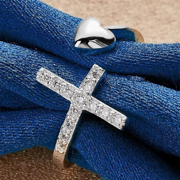Bague Croisée en Argent Sterling 925 Pour Femmes Mode Partie Accessoire Bijoux Occasions Spéciales