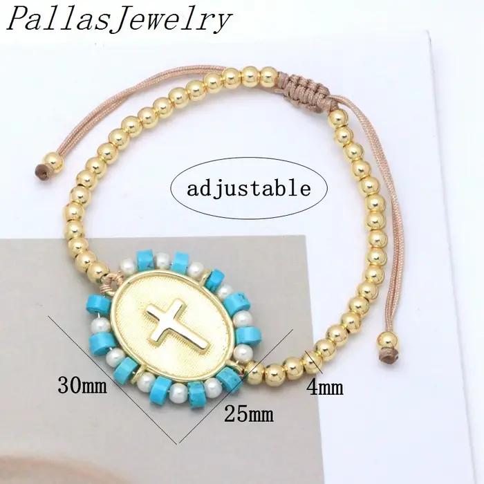 Lot de 5 Bracelets Religieux Notre-Dame de Guadalupe en Forme de Cœur et Croix