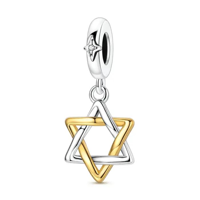 Pendentif Étoile de David en Argent Sterling 925 Perle Pendentif Magen David Bijoux DIY Femme Occasions Spéciales