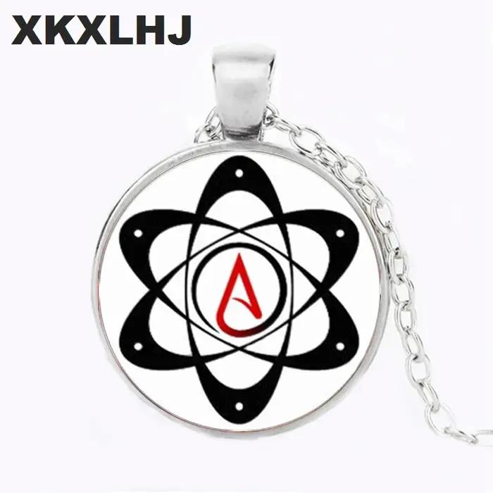 XKXLHJ vente chaude athée symbole pendentif collier dôme en verre bijoux Art Photo pull chaîne