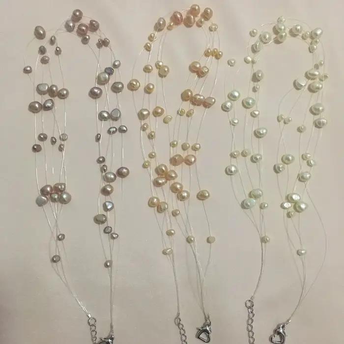 Collier de perles d'eau douce naturelles pour femmes