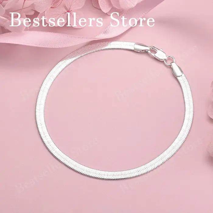 Bracelet minimaliste en argent sterling 925 de 8 pouces pour femmes