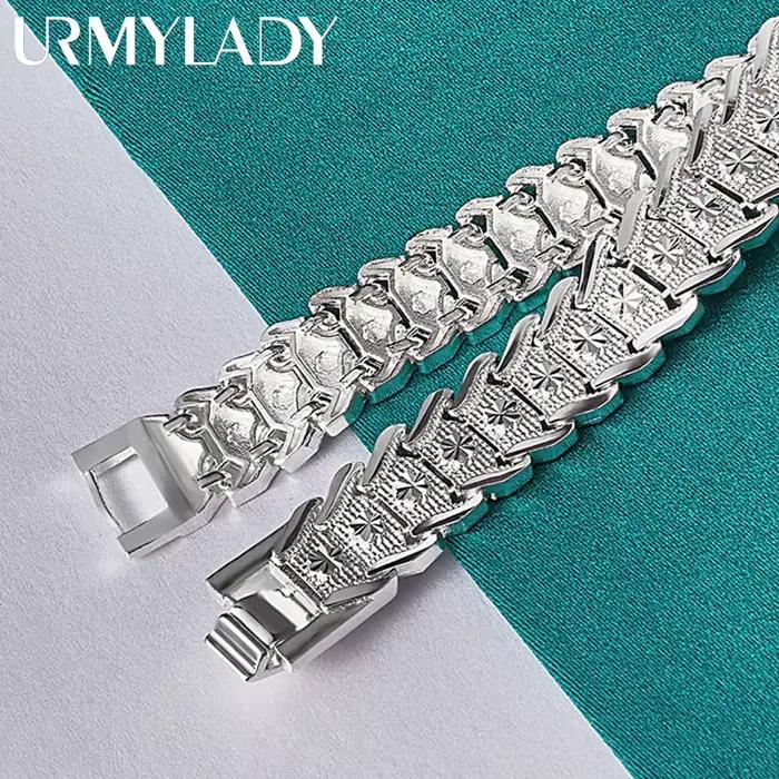 URMYLADY-Bracelet en argent regardé 925 pour homme et femme, breloque, mariage, convocation, fête de fiançailles, bijoux fantaisie