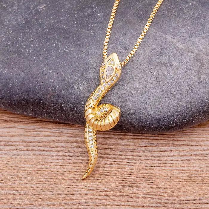 Nidin INS mode serpent pendentif collier pour femmes plaqué or Style minimaliste esthétique bijoux f