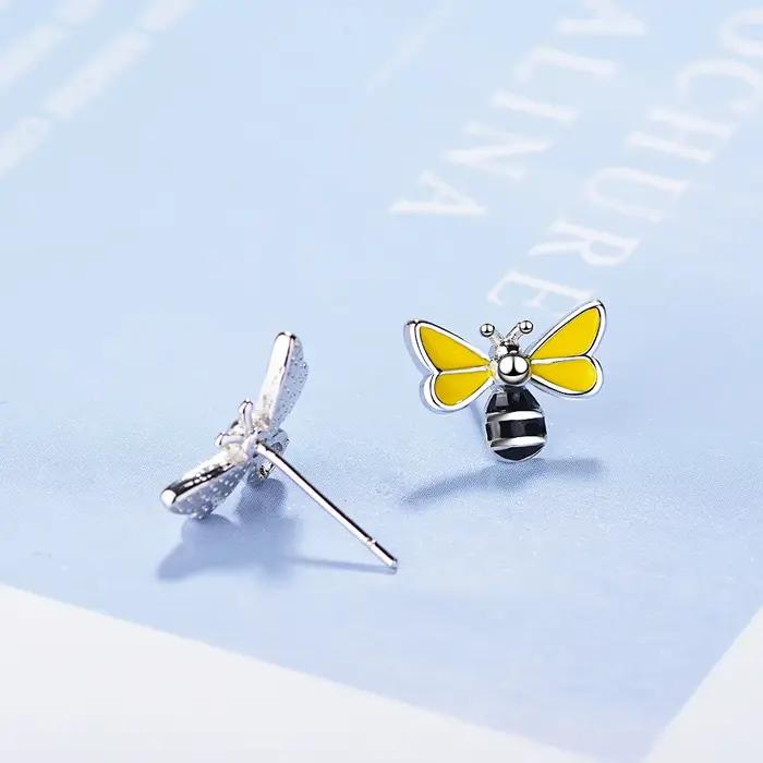 Buyee 925 en argent Sterling femme boucle d'oreille belle abeille
