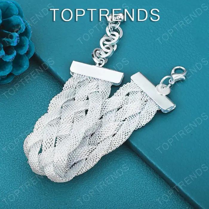 Bracelet en maille tissée en argent Sterling 925 pour femmes