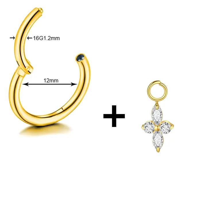 1 pièces titane Zircon pendentif Rook Piercing boucles d'oreilles pour femmes 6/8/10/12mm oreille Cartilage Helix