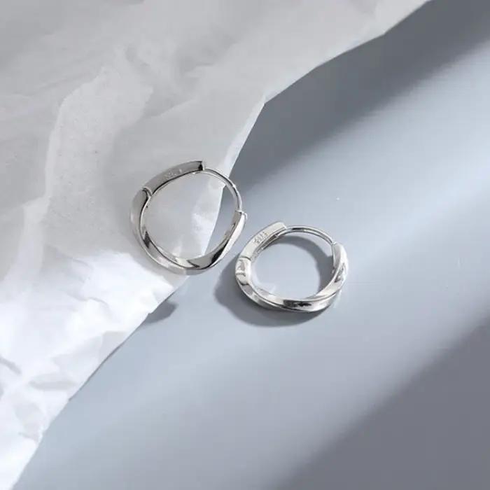 Boucles d'oreilles rondes simples en argent Sterling 925 pour femmes