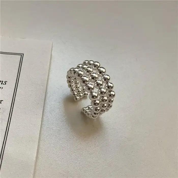 Bague de cocktail réglable en argent sterling sertie de zirconium blanc pour femmes et filles, style coréen, bijou pour les occasions spéciales et les cadeaux de fête