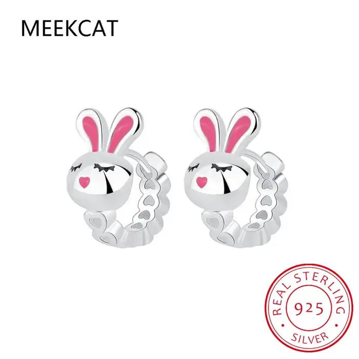 Boucles d'oreilles créoles lapin en argent 925 pour filles et femmes