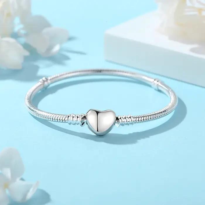 Original 925 Bracelets en argent Sterling amour coeur lune fleur papillon pavé CZ