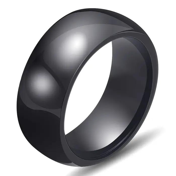 Bague en céramique rose/blanc/noir lisse pour femmes