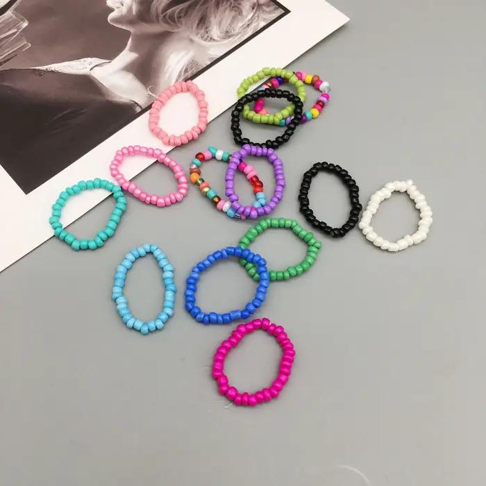 Bagues en perles de rocaille simples pour femmes