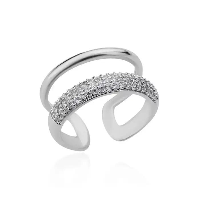 Bague en zircon cubique plaquée or 18 carats alliance de mariage redimensionnable pour femmes soirée gala cérémonie mariage occasion spéciale