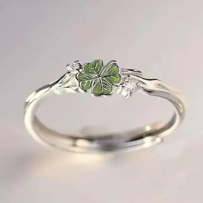 ▫ Bague de couple trèfle à quatre feuilles pour femmes et filles