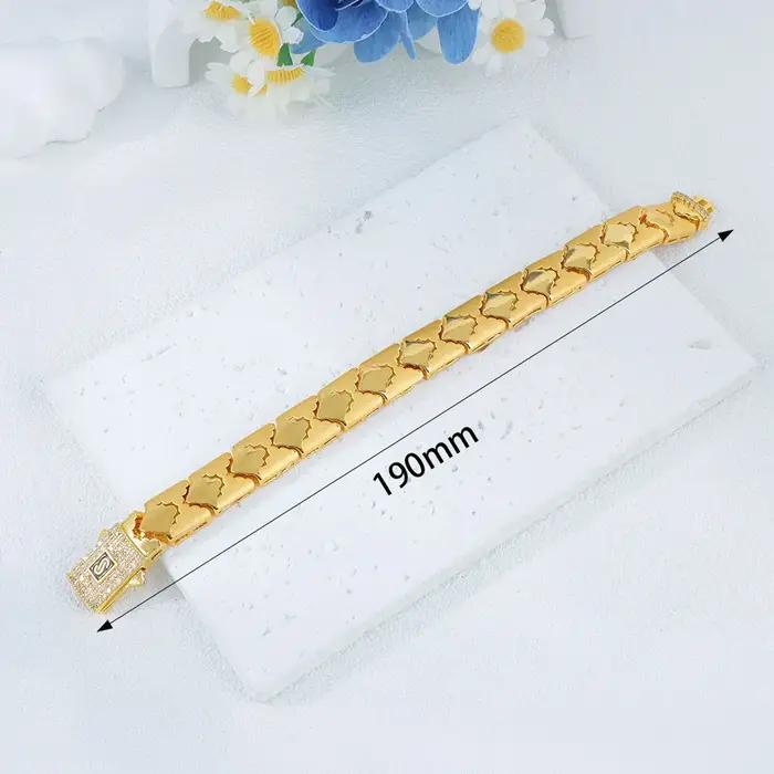 Bracelet en zircone Hip Hop de dubaï plaqué or 21 carats
