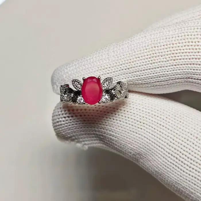 Bague en rubis naturel réglable pour femme, bijoux pour femme, cadeau, vente en gros, haute qualité, vintage, raffiné