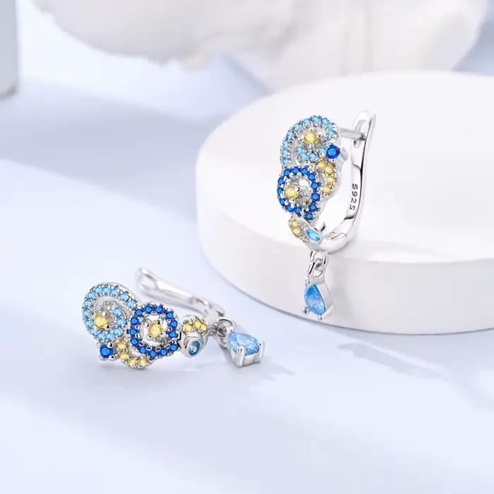 Boucles d'oreilles Van Gogh en argent Sterling 925, nuit étoilée, goutte d'eau en Zirconium pour femmes, bijoux cadeaux d'anniversaire de mariage