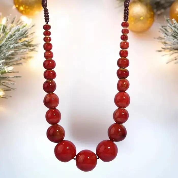 Grand collier de perles en céramique Vintage pour femmes, fait à la main, Long et réglable, bijoux de Style ethnique Boho