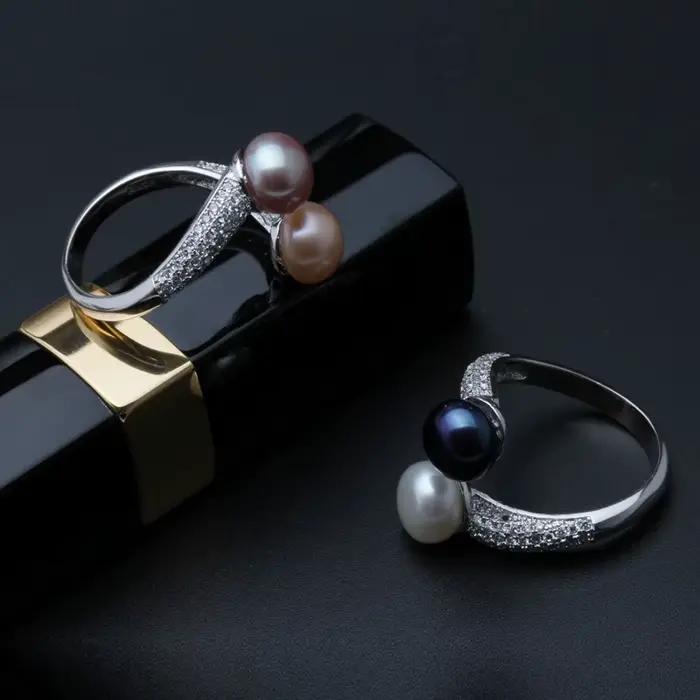 Magnifiques bagues en perles naturelles doubles pour femmes