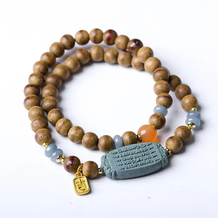 Bracelet en bois d'agar double boucle