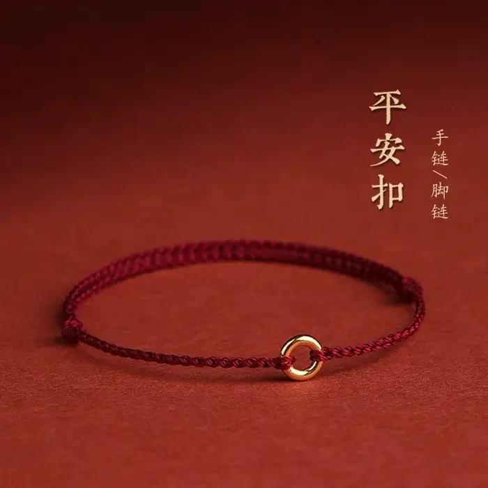 Bracelet en corde rouge et or pour femme élégant chic minimaliste bijou de mode occassionnelle festive