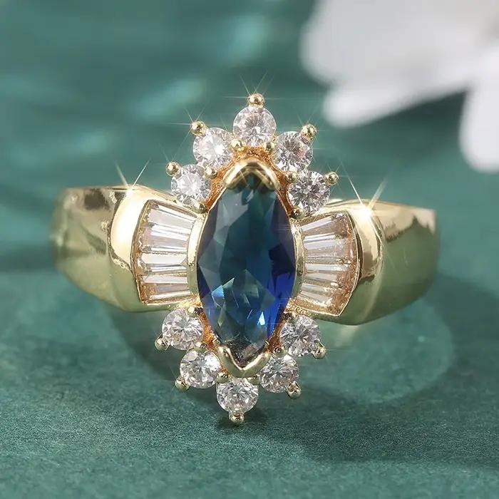 Bague de luxe scintillante en zircone synthétique pour femme