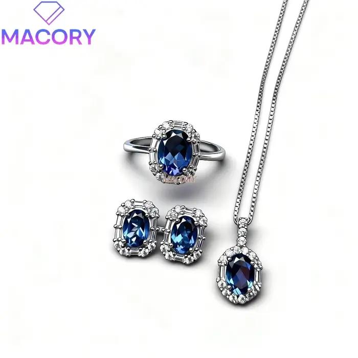Nouvelle collection de bijoux de luxe en argent sterling 925 avec topaze bleue de Londres naturelle, couleur profonde, raffinée et élégante