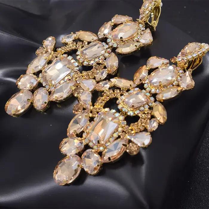 CUIER – boucles d'oreilles couleur Champagne or pour femmes, accessoires de bijoux de grande taille