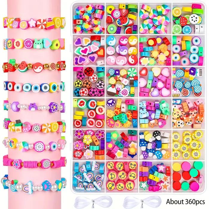 Kit de bracelets à faire soi-même avec perles en argile et bandes en caoutchouc pour petits artisans et bricoleurs occasionnels et spéciaux
