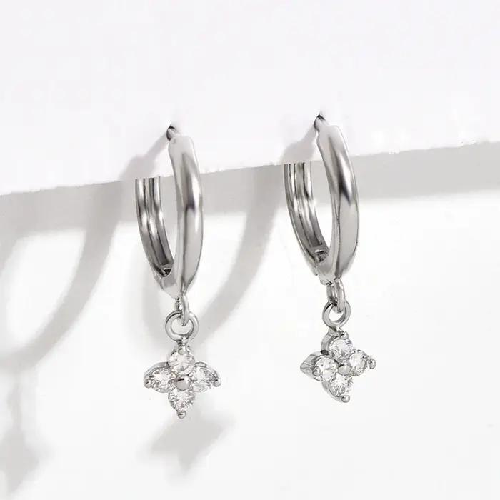 Boucles d'oreilles en forme de feuille en argent Sterling 925 pour femmes