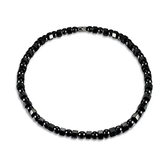 Collier en hématite noire exquise, collier de thérapie magnétique de guérison, bijoux cadeau, soulagement de la douleur pour l'arthrite du cou et des épaules