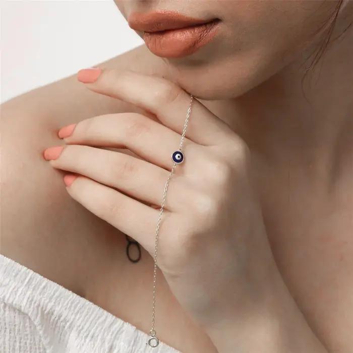 Bracelet Mauvais Yeux pour Femme en Argent Sterling 925, Bijou Classique et Protecteur pour Mariage, Fiançailles et Autres Occasions Spéciales