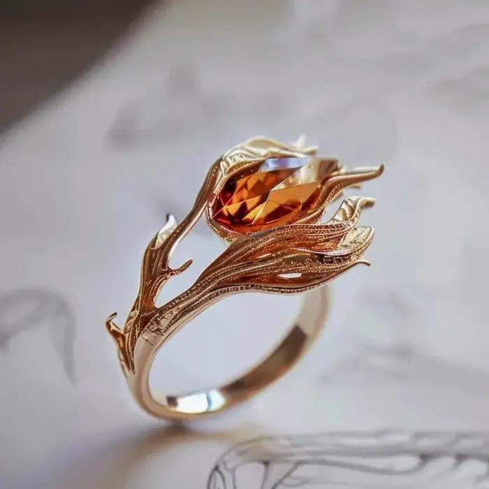 Bagues en cristal Orange pour femmes
