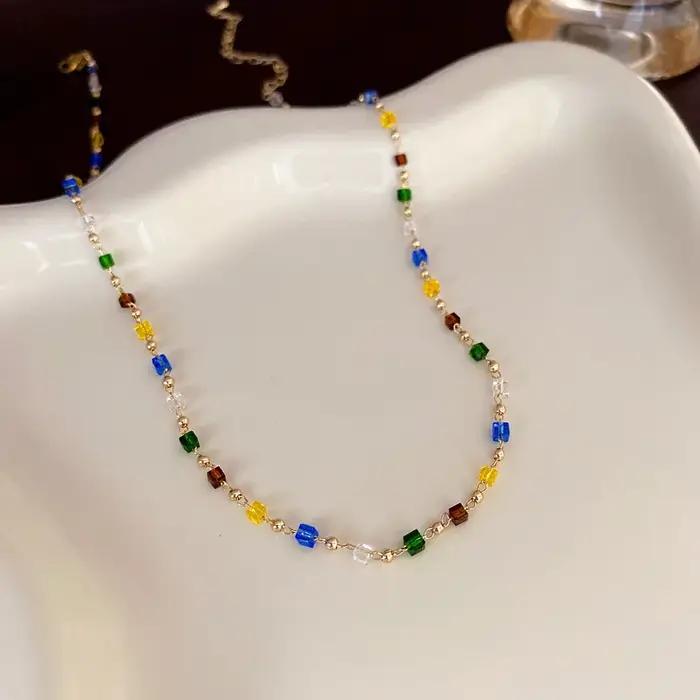 Collier ras du cou en strass ronds en forme de cœur pour femme, imitation perle de luxe française, c