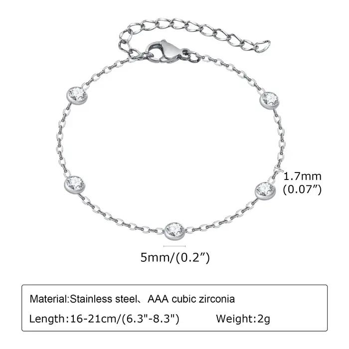 Bracelets à chaîne tendance pour femmes et filles, bracelet à chaîne fine en acier inoxydable, pierr