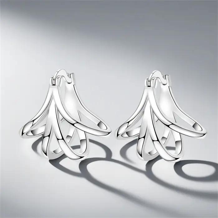 CYCUFF 925 boucles d'oreilles incurvées simples en argent Sterling bricolage