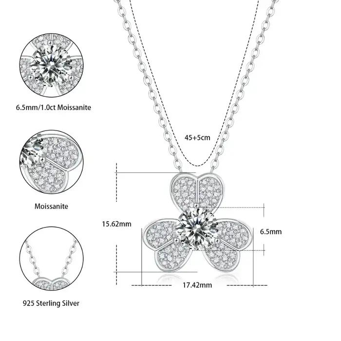 Collier Trèfle en Moissanite 1 carat Pretty Beauty pour Femme