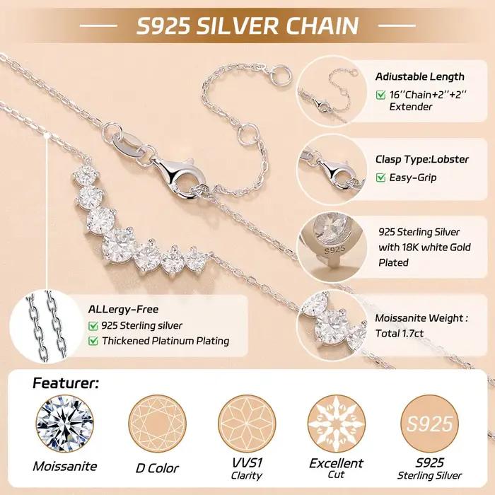 Collier sourire en argent sterling 925 avec moissanite pour femmes romantique et mignon cadeau occasion spéciale