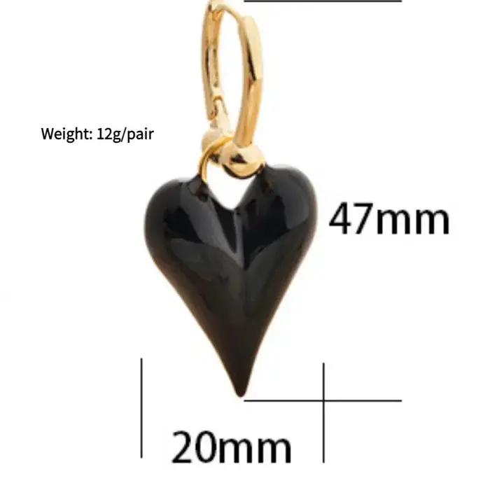 Boucles d'oreilles pendantes en forme de cœur en émail pour filles et femmes
