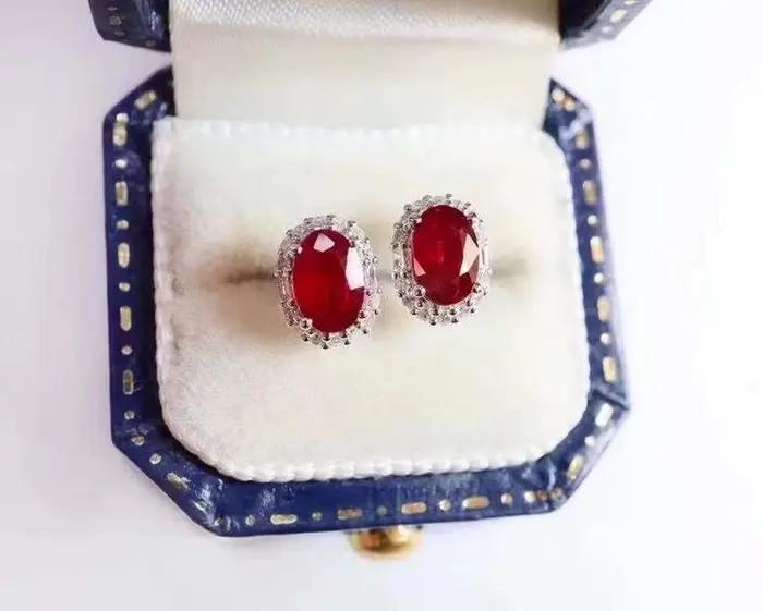 Bijoux de fête pour femmes, boucles d'oreilles de luxe en rubis naturel et véritable, en argent 100%, nouvelle collection 925
