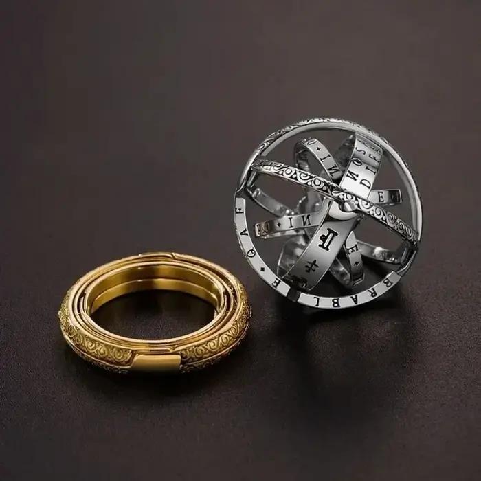 Bague astronomique, sphère d'astronomie, bagues vintage, bijoux d'astronomie, bagues de bijoux du zo