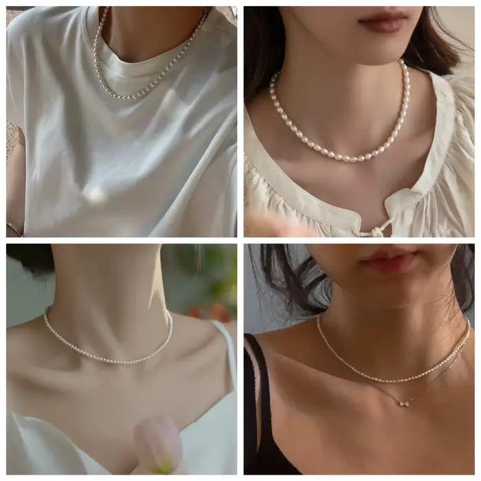 Perle d'eau douce naturelle perlée de haute qualité en forme de riz, poinçon, perles amples pour la fabrication de bijoux, accessoires de collier, Bracelet à bricoler soi-même