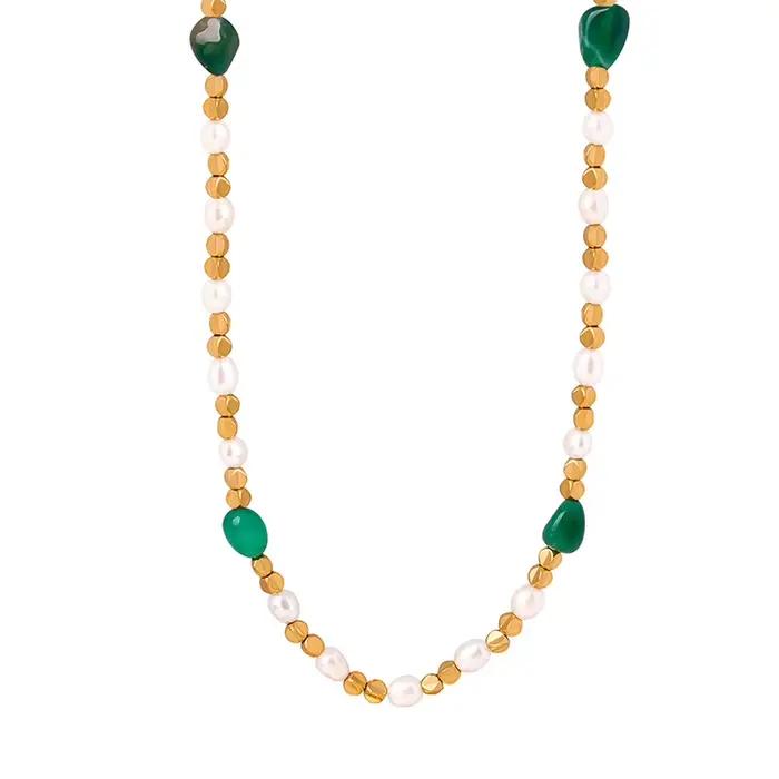 Collier de perles d'eau douce mélangées en pierre naturelle multicolore pour femmes