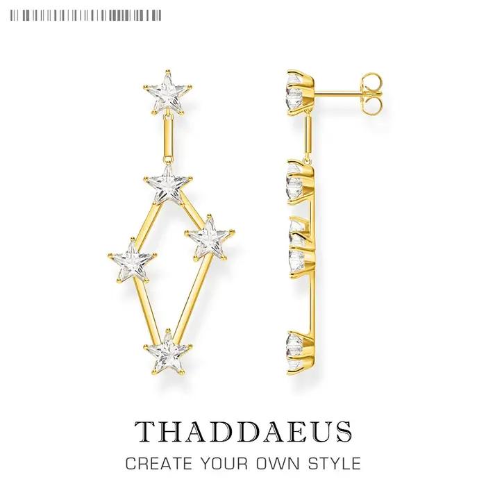 Boucles d'oreilles étoiles oniriques dorées pour femmes styles modernes bijoux fins argent sterling 925 zirconium rouge noir occasions spéciales anniversaire