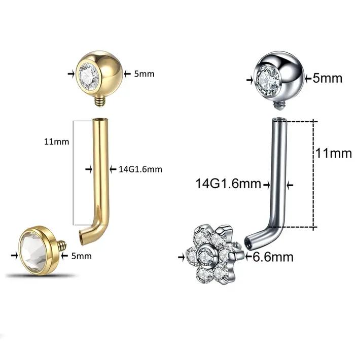 Piercing de Capuche Vertical en Titane pour Femme Bijoux de Corps Anneau de Ventre Fleur Jules Clip CZ Occasions Spéciales