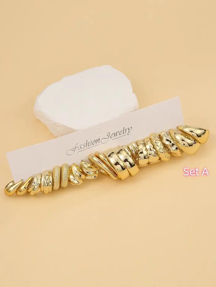 Ensemble de boucles d'oreilles surdimensionnées, 10 paires-40 paires, nouveau Style, couleur dorée,
