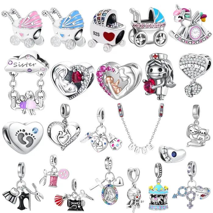 Bracelet en perles en argent S925 avec zirconium pour la Fête des Mères personnalisation mère bébé infirmière couturière occassionnels spéciaux
