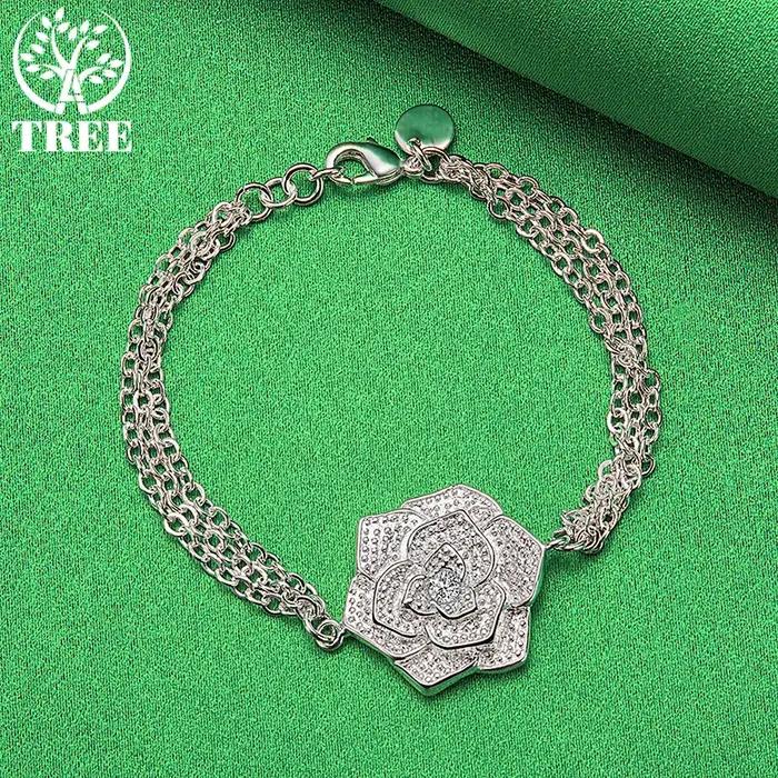 Bracelets avec pendentif fleur de rose en or 18 carats pour femmes
