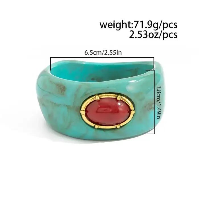 Bracelet manchette en résine acrylique géométrique irrégulier PuRui Bohemia pour femmes